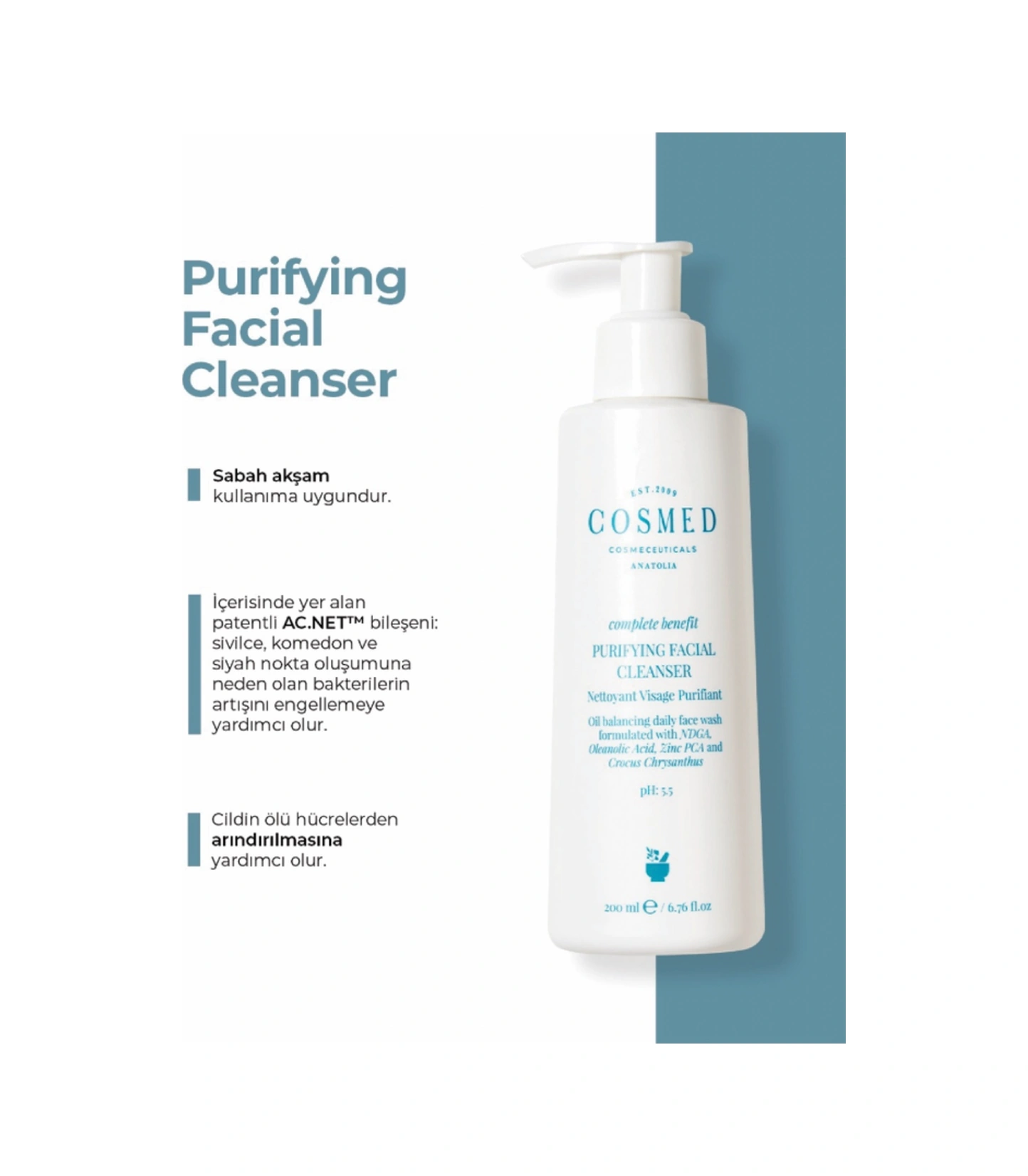 Cosmed Complete Benefit Purifying Facial Cleanser/yağlı Ve Akne Eğilimli Ciltler Için Jel 400 ml