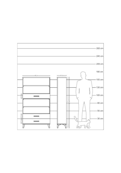 Arges Dolap 4 Raflı 3 Çekmeceli 88x30x163 Antrasit-çam Antrasit