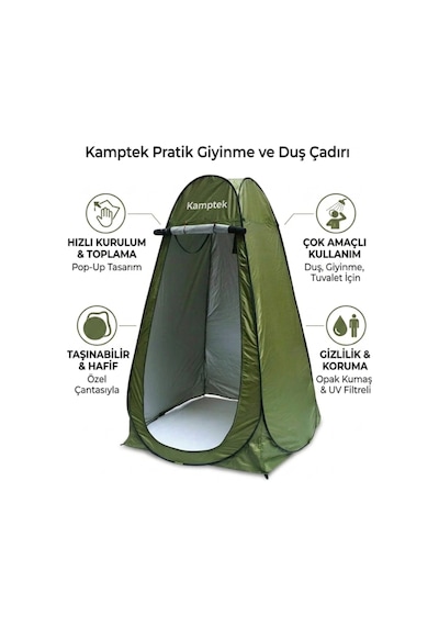 Camp One Kamp Alanı Duş Giyinme Wc Çadırı Profesyonel Fotoğrafcı Prova Kabini 190x120x120 Haki