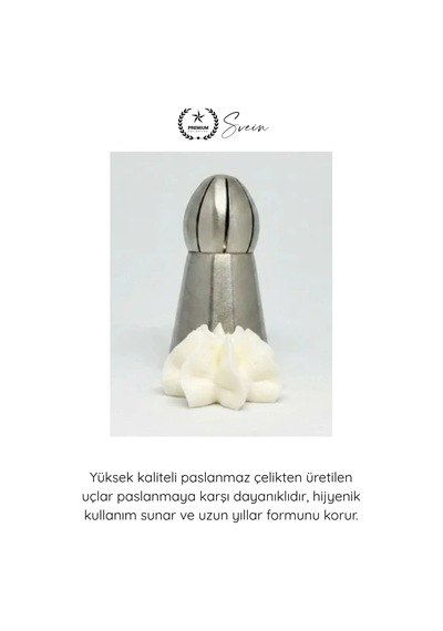 Pastasüsleme Pasta Süsleme 5'li Profesyonel Büyük Boy Paslanmaz Çelik Krema Sıkma Fırfır Duy Uçları Gri