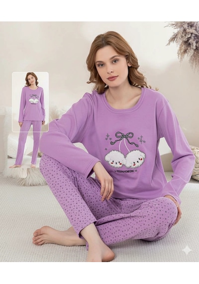 Kocabey Kadın Penye Uzun Kol Pijama Takımı Mor