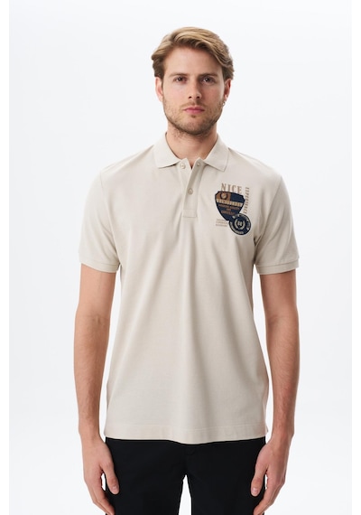 AR-MA Arma Erkek Yazı Baskılı Regular Fit % 100 Pamuk Pike Polo Yaka Tişört Y29374355802 Bej