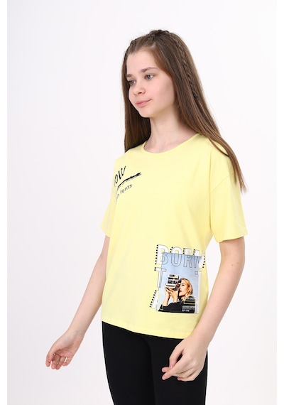 Toontoy Kids Toontoy Kız Çocuk Bornta Baskılı Tişört Sarı