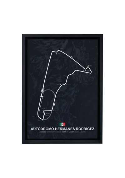 Autódromo H. Rodríguez F1 Pisti Ahşap Çerçeveli Tablo Meksika Gp Poster Siyah