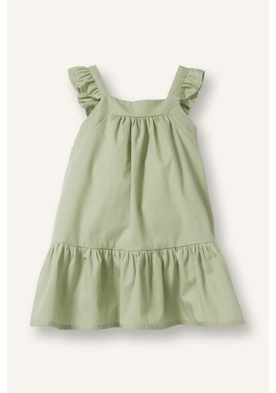 Defacto Kolsuz Poplin Açık Yeşil Elbise Kız Bebek I0491a526hsgn270 Yeşil-gn270
