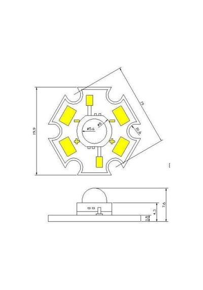 3W Uv Led 395-400Nm 10-15 Lumen 700 Mah 3.4-3.6V 20Mm Pcb Yıldız