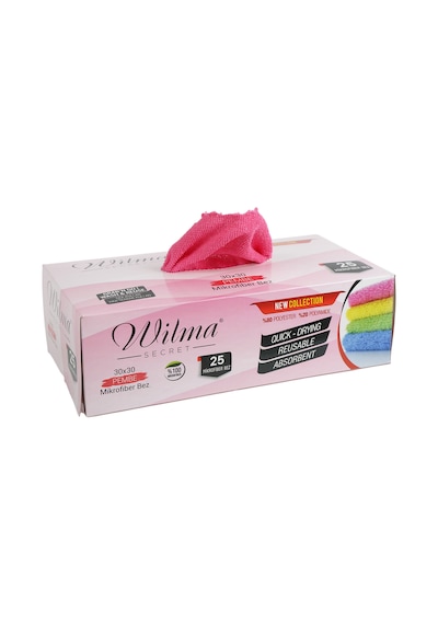 Wilma Secret Mikrofiber Temizlik Bezi Kutulu 25 Adet Pembe 30 x 30 CM
