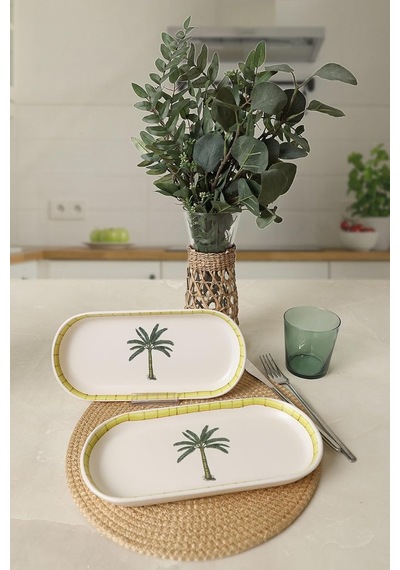 Palmiye Noyan Kayık Tabak 26 Cm 2 Adet 22642 Çok Renkli