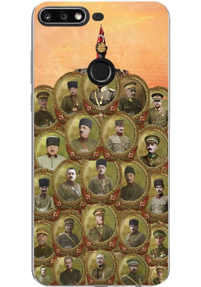 Huawei Y7 2018 - Honor 7c Uyumlu Atatürk Ve Kurtuluş Savaşı Komutanları Baskılı Silikon Kılıf Renkli