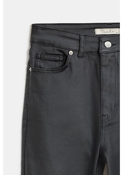 Sââde Kadın Mumlu Waxed Yüksek Bel Düz Kesim Likralı Jean Pantolon - Paça Detaylı Siyah Sââde Kadın Mumlu Waxed Yüksek Bel Düz Kesim Likralı Jean Pantolon - Paça Detaylı Siyah