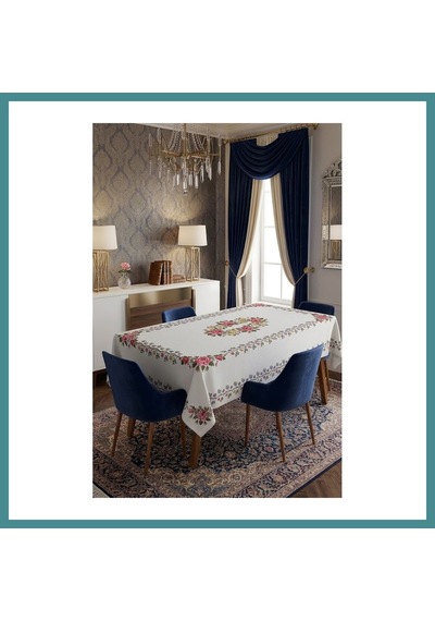 Trendexa Masa Örtüsü, Dijital Baskılı Tek Masa Örtüsü, Desenli Leke Tutmaz Tek Masa Örtüsü 120x160cm Mac Çok Renkli