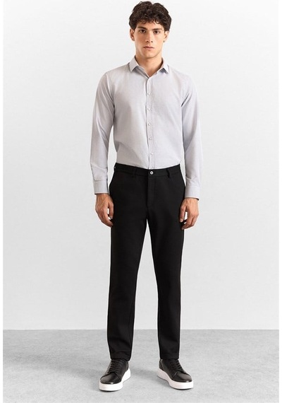 Süvari Siyah Slim Düz Twill Yarım Lastikli Jogger Pantolon Spn2020500026-s09