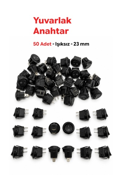 Yuvarlak Anahtar On-off 2 Pin 23 Mm Siyah Işıksız 50 Adet Aç Kapa Switch Mini Buton 6a 220v Ac - 10a 125v Ac Yuvarlak Anahtar On-off 2 Pin 23 Mm Siyah Işıksız 50 Adet Aç Kapa Switch Mini Buton 6a 220v Ac - 10a 125v Ac