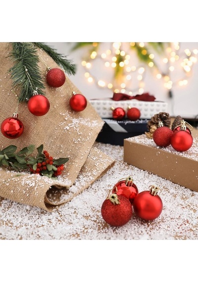 Noel Çam Ağacı Süsü Ev Ofis Dekor 12 Li Parlak Kırmızı 3 Cm Top Süs Yılbaşı Çam Ağacı Süsleri Topu