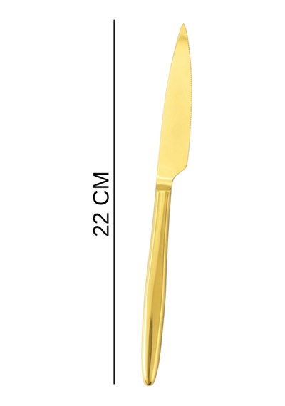 6'lı Gold Paslanmaz Çelik Yemek Bıçağı Parlak Altın Renk Modern Yemek Bıçağı Altın