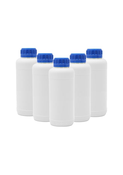 Borox Plastik Yuvarlak Mavi Kilit Kapaklı Numune Şişe 5 x 500 ML