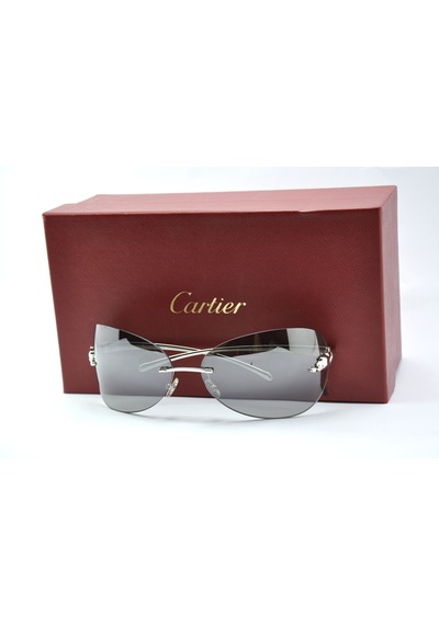 Cartier Panthère De Cartier Oval Gümüş Gri Güneş Gözlüğü