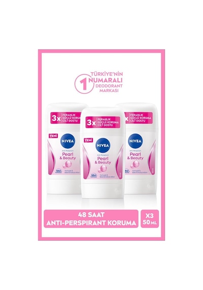 Nivea Pearl & Beauty 48 Saat Kadın Stick Deodorant 3 x 50 ML
