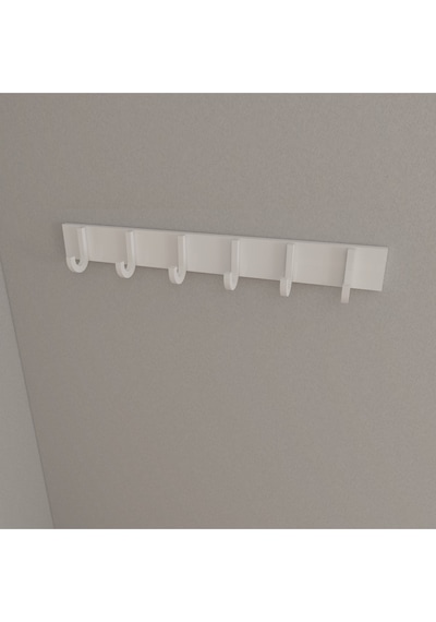 Hepsi3boyutlu Modern Duvar & Kapı Baston Askılık - 6 Adet Beyaz J Askılık - Model No : 6 Beyaz