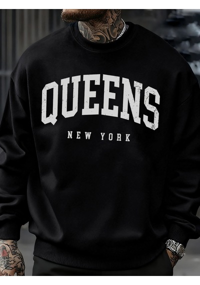 Startmore Startmorequeens New York Mektup Tasarım Erkek Tişörtü Moda Bol Giysiler Günlük Bisiklet Yaka Tüm Maç Ü Siyah