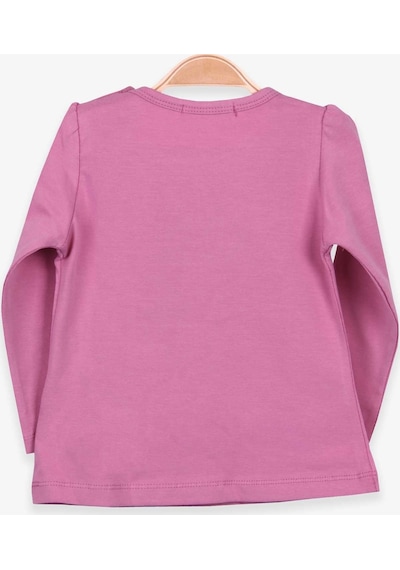 Breeze Kız Çocuk Uzun Kollu Tişört Güpürlü Fiyonklu 6 Ay-8 Yaş, Mürdüm-mürdüm Mürdüm