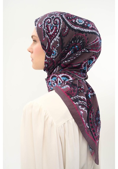 Silk Home Viskon Velora Eşarp Dört Mevsim Etro Desen Soluk Mor 90x90 Çok Renkli