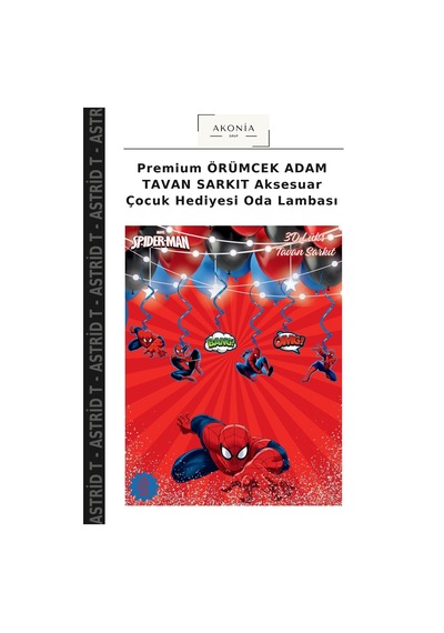 Premium Örümcek Adam Tavan Sarkıt Aksesuar Çocuk Hediyesi Oda Lambası Çok Renkli