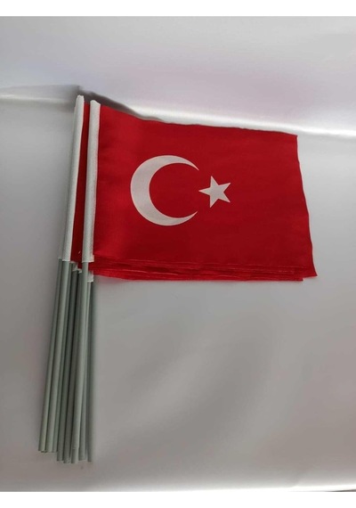 Lona Sanat Türk Bayrağı 30x45 Kumaş Sopalı 20 Adet Diğer