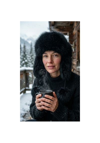 Emybox Rus Şapkası Kadın Ushanka Kürk Kalpak - Soğuk Geçirmez Kulaklı Ponponlu Kışlık Şapka Siyah