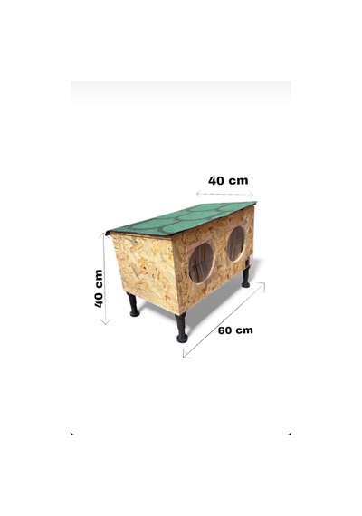 Kedi Evi Kedi Yuvası Üst Kapak Açılır İki Bölmeli Isı Ve Su Yalıtımlı 60x40x40xm
