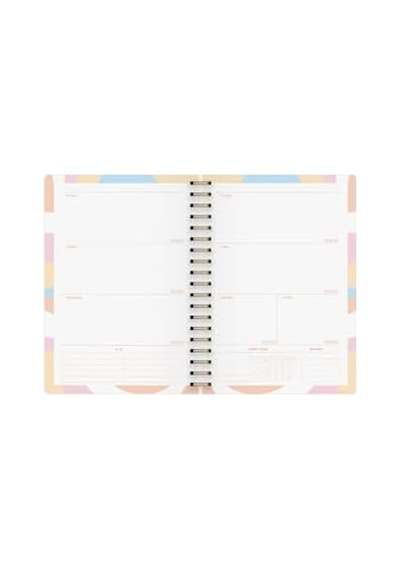 Süresiz Planlayıcı Spiralli Ajanda Defter Botanical 17x24 Cm Açık Gri