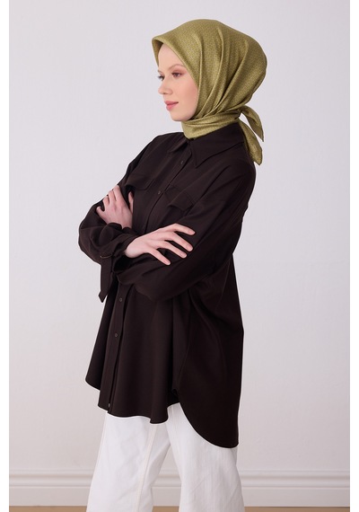 Belli Klasik Desen İpek Twill Eşarp - 2026 İlkbahar-yaz T 4317 Yeşil