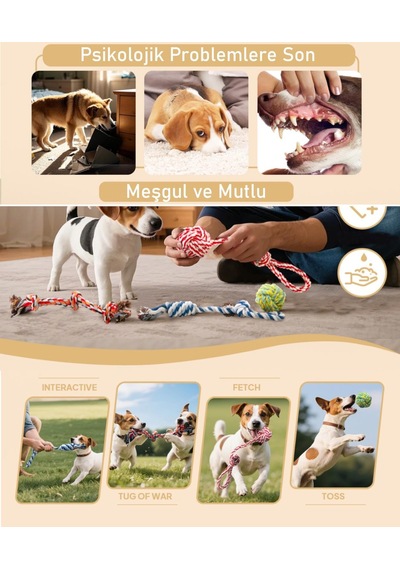 Valkyrie 4 Lü Köpek Diş İpi Oyuncağı Seti Isırma Çekiştirme Eğiti