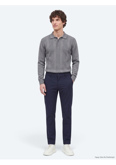 Kip Lacivert Düz Dokuma Jogging Fit Casual Pantolon Pant-3559