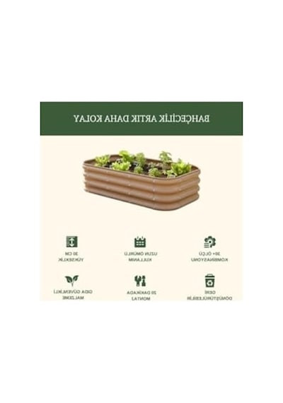 Modüler Yükseltilmiş Sebze Yatağı, 110x110 Cm Bej Renk Açık Gri