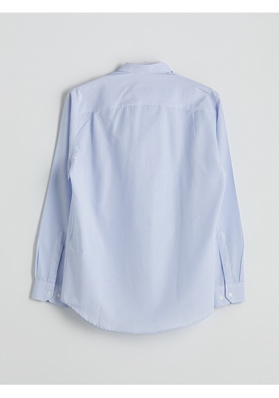 Lcwaıkıkı Classic Mavi Regular Fit Uzun Kollu Çizgili Poplin Erkek Gömlek