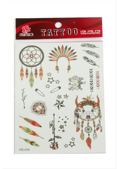Kızılderili - 4 - Tattoo Dövme Sticker - Glblseme - - Beyaz