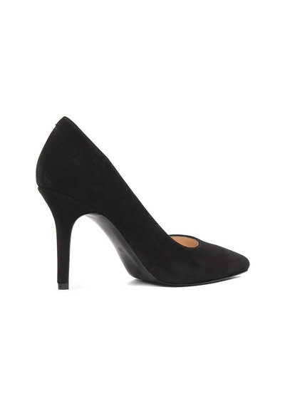 Kadın Siyah İnce Topuklu Süet Deri Stiletto Siyah Süet