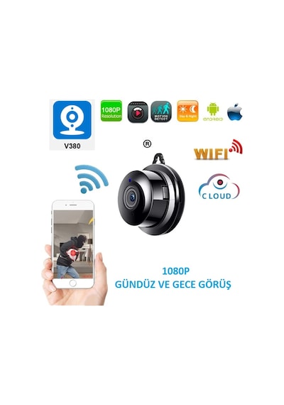 Wificam Wi-Fi Powerbank ya da Adaptör ile Kullanımlı HD Mini IP Kamera Wificam Wi-Fi Powerbank ya da Adaptör ile Kullanımlı HD Mini IP Kamera