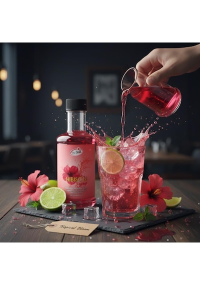 Hibiskus Kokteyl Şurubu 300 Cc Yoğun Aromalı İçecek,kahve Ve Tatlı Şurubu