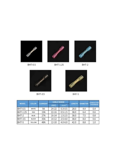 Koodmax - 100 Adet - Bht-05 Isıyla Daralan Makaron 9a 0.3-0.5mm² Su Geçirmez Konnektör - Sarı