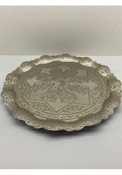 24cm Metal Tepsi Gümüş Ve Altın Renk 001