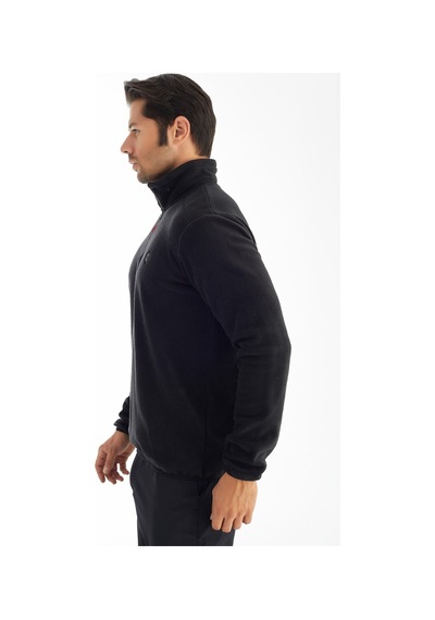 Crozwise Yarım Fermuarlı - Erkek Siyah Spor Polar - 6036-10 Siyah