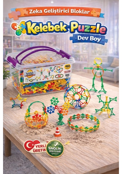 Kelebek Puzzle 480 Parça Plastik Kutulu Eğitici Blok Eğitici Zeka Geliştirici Oyuncak