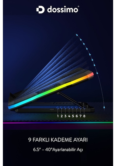 Nitro Rgb Işıklı 9 Fanlı Lcd Göstergeli 2 Usb Girişli Yükselebilen Notebook Soğutucu S24