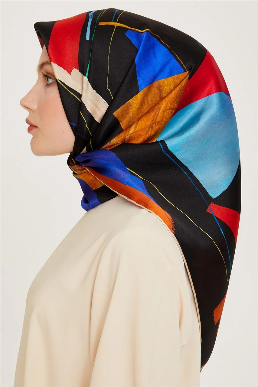Armine Geometrik Desenli Twill Saf İpek Eşarp 9241d 83 83