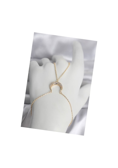 Pirinç Gold Renk Hilal Model Zirkon Taşlı Kadın Şahmeran Tj-sn751 Evimdeyokyok