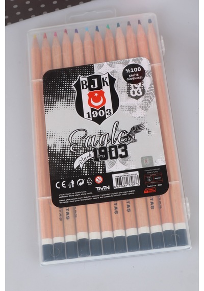 Dekomus İle Lisanslı Beşiktaş Resim Defteri,12'li Kuru Boya Kalemi,metal Kalemlik,silgi Ve Kalemtraş Seti