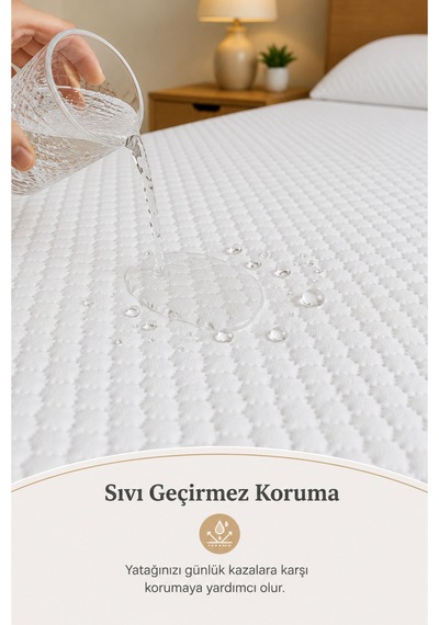 Sıvı Geçirmez Yatak Koruyucu Set 1 Adet 4 Köşe Lastikli Yatak Alezi + 2 Adet Yastık Alezi Nefes Alan Mikrofiber Koruma Seti Tek-çift Kişilik Beyaz