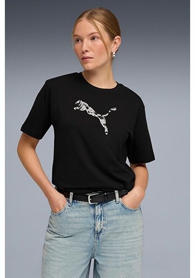 Puma Ess Graphic Animal Kadın Tişört SIYAH